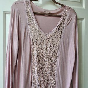 Apt 9 Mauve Sequence Long Sleeve Knit Top